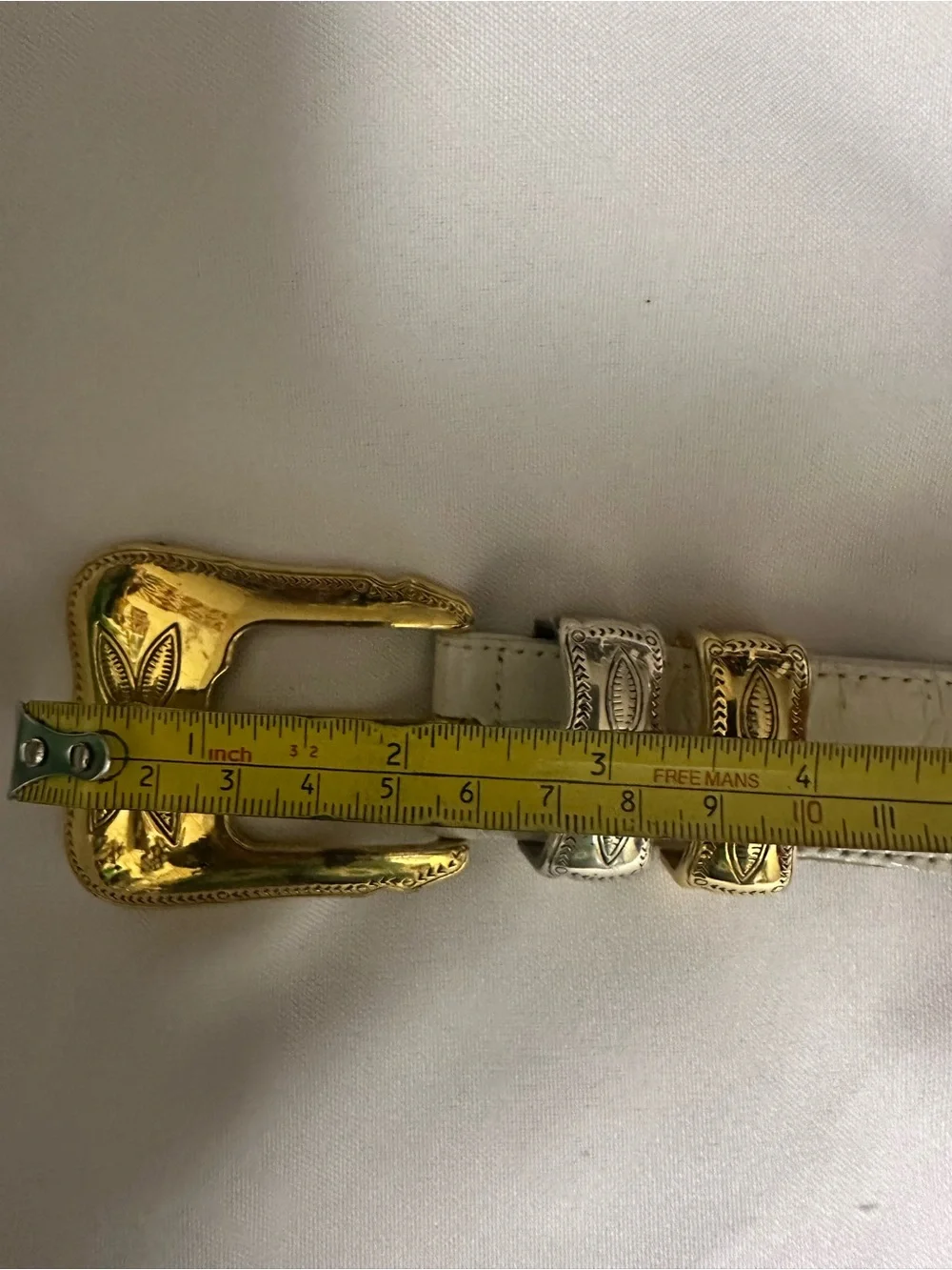 Michael Rose  White Leather women’s Belt with Gold Buckle size S/M